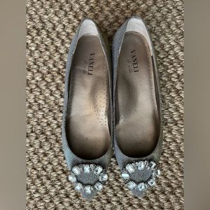 Vaneli Flats with stone buckle and iridescent finish